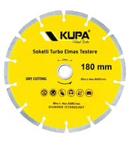 Kupa Soketli Elmas Turbo Daire Testere Kesme Taşı 180 mm. (Sarı)