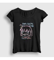 Presmono Kadın Siyah Anti Social Club Bocchi The Rock T-Shirt 506523tt