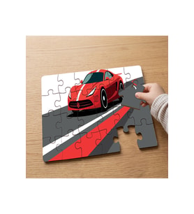 Kırmızı Spor Araba Tasarımlı 24 Parça Ahşap Çocuk Puzzle MPK0970