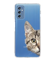 Samsung Galaxy M52 Uyumlu Kamera Korumalı Kapak Catface Tasarımlı  Şeffaf Silikon Kılıf