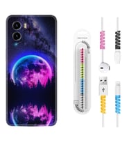 Vivo Y15S Y32 Y33S Y51 Y53S Kılıf Kablo Koruma Spiral Silikon Star Planet 1652