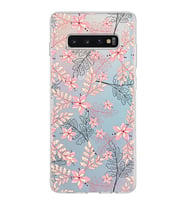 Samsung Galaxy S10 Plus Kapak Floral Kırmızı Tasarımlı Şeffaf Silikon Kılıf