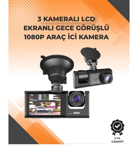 3 Kameralı Dashcam Sistem – Geri Görüş Yardımı, Park Koruması ve G-Sensör