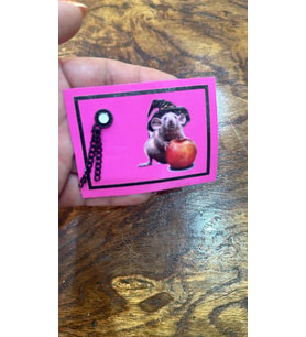 PEMBE ZİNCİRLİ FARELİ ARMA DİKİŞ APLİKLE 8X6 CM
