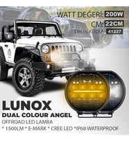 41227 Lunox Dual Colour Cree Angel Led 200W Turuncu Beyaz DRL Mercek Far
