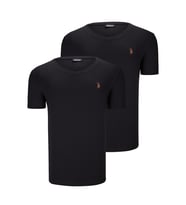 İKİLİ SET T8568 DEWBERRY V YAKA ERKEK T-SHIRT-KOYU SİYAH-KOYU SİYAH (Karışık)