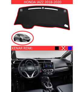 Honda Jazz 2018-2020 İçin Uygun Torpido Koruma Halısı Siyah Kenar Renk Kırmızı