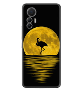 Xiaomi 12 Lite Kılıf Silikon Desen Özel Seri Ay ve Flamingo 1775