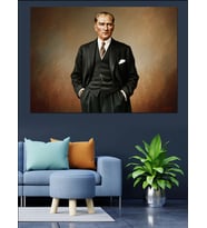 Şık Mustafa Kemal Atatürk Dekoratif Kanvas - Mdf Ahşap Tablo