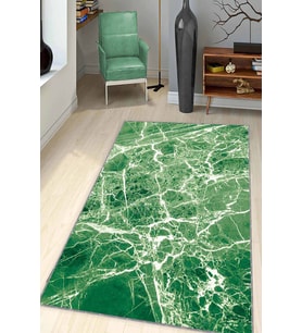 Yeşil Mermer Görünümlü Kaymaz Tabanlı Dekoratif Halı MER03 - 100 x 160 cm