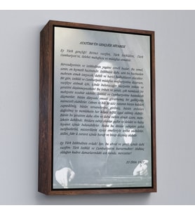 Çerçeveli Atatürk'ün Gençliğe Hitabesi Duvar Tablosu (Kahverengi)