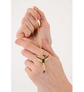 14 K Gold Kaplama 925 Ayar Gümüş Mistik Topaz Anka Kolye