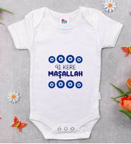 BK Kids Maşallah Tasarımlı Beyaz Bebek Body Zıbın-2