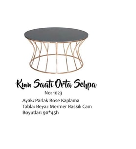 Brc 17557 orta SEHPA Kum saat Model Siyah Temper Cam Metal ROSE Kaplama El Yapım  (Rose - Gold)