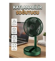 USB Şarjlı Katlanabilir Mini Masaüstü Fan – Telefon Tutuculu Taşınabilir Soğutucu