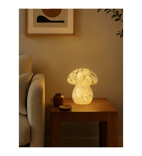 Modern LED Cam Mantar Masa Lambası, şık ve enerji tasarruflu aydınlatma (Krem)
