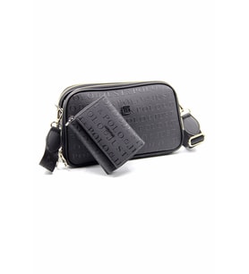 Just Polo Kadın Ayarlanabilir Askılı 6 Bölmeli Mini Çanta Ve Cüzdan Kombini PBU4023-1002 (Siyah)