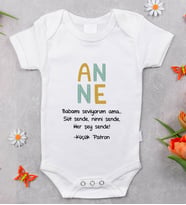 BK Kids İsimli Anne Tasarımlı Bebek Body Zıbın - Model 7, Anneler Günü Hediyesi, Yeni Doğan Hediyesi