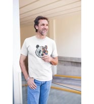 Erkek Bisiklet Yaka Baskılı Oversize T-Shirt - Beyaz