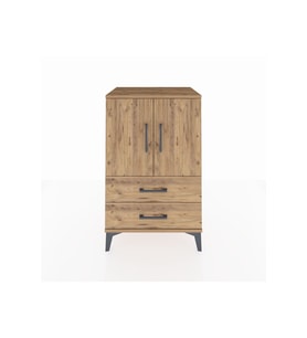 Hyperion Komodin 2 Raflı 2 Çekmeceli 2 Kapaklı 60x44x96 Çam-Çam