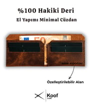 Koof Craft Basic Minimal Hakiki Deri Cüzdan – %100 Gerçek Deri, El Dikimi Kartlık, İnce Minimalist Erkek Cüzdanı (Koyu Kahverengi)
