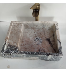 Menekşe Mermer Gizli Giderli Köşeli Lavabo