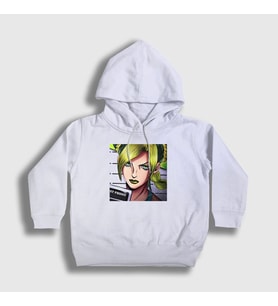 Presmono Unisex Çocuk Beyaz Jolyne Cujoh Anime Jojo Kapüşonlu Sweatshirt 321582tt