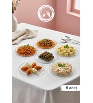 Selen Concept Aura Model Büyük Boy El Yapımı Cam Servis ve Yemek Tabağı 6'lı Set (Şeffaf)