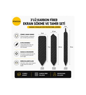 3lü Karbon Fiber Telefon Ve Tablet Ekran Sökme Seti Tamir Penası Kazıyıcı Çubuk Onarım Seti