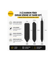 3lü Karbon Fiber Telefon Ve Tablet Ekran Sökme Seti Tamir Penası Kazıyıcı Çubuk Onarım Seti