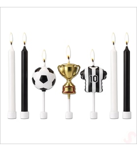 Siyah Beyaz Futbol Temalı 7 Parça Doğum Günü Mum Seti (STD)