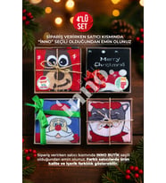 Unisex Yılbaşı Eğlenceli Desenli Kraft Kutulu Çorap 4'lü Set