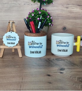 Matematik Mühendisi Hediye Sepeti Kupa Bardak T Kulplu, Kalemlik ve Anahtarlık Mühendisler Günü Hediyesi (Model 5)