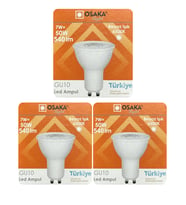(3 Adet) Osaka 7W (50W) Beyaz Işık (6500K) GU10 Duylu Led Spot Ampul