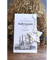 10 Adet Nostalji Kartlı Kadir Gecesi Hediyesi - İnci Anahtarlık - Ramazan Hediye