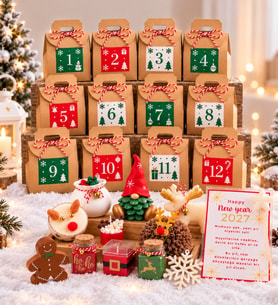 Yılbaşı Sihri 12 Günlük Advent Calendar Yılbaşı Geri Sayım Sürpriz Hediye Kutusu Seti