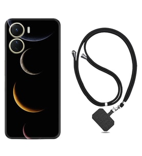 Vivo Y16 Kılıf Resimli Boyun Askılı İpli Desenli Silikon Series Gezegenler 1901