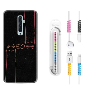 Oppo Reno 2Z 4 Lite 4 Pro 5 6 7 A31 Kılıf Kablo Koruma Spiral Silikon Meow 1657