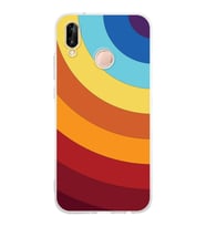 Huawei P20 Lite  Kamera korumalı Kapak Renk Cümbüşü Tasarımlı  Şeffaf Kılıf
