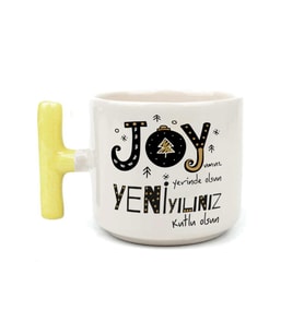 Joyumuz Yerinde Olsun Baskılı Sarı Kulplu T Yılbaşı Kupası