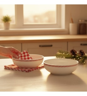 GÜRAL PORSELEN Ece 2li Çizgili 20cm Kase 6830