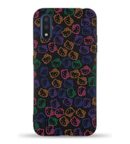 Samsung Galaxy A01 Uyumlu Lansman Kılıf Hello Kitty Tasarımlı İçi Kadife Kapak-Siyah (Şeffaf)