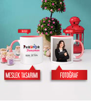 Psikolojik Danışman Kupa Bardak Pembe Fotoğraflı