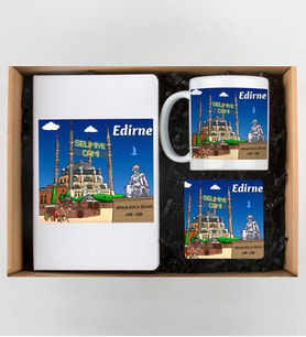 Edirne Tasarımlı Defter,Kupa Ve Bardak Altlığı Seti