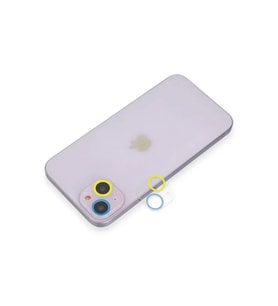 İphone 13 Renkli Kamera Lens Koruma Cam - Sarı-Mavi