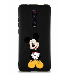 Xiaomi Mi 9T Pro Soft Premier Kapak Mickey Mouse-A Tasarımlı Silikon Kılıf - Siyah (Şeffaf)