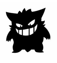Pokemon Gengar Araba Stickeri siyah 20x20 CM (Siyah-Siyah)