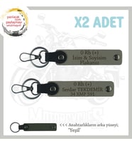 Motorcu Dostlara Özel, İsim Plaka ve 0 Rh (+) Kan Grubu Güvenli Sürüş x2' li Anahtarlık, Kül Gri-Ysl (Çok Renkli)