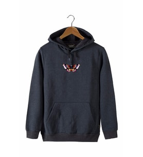 Erkek Antrasit Önü Kelebek Baskılı Kapüşonlu Sweatshirt 22K-5200322-6