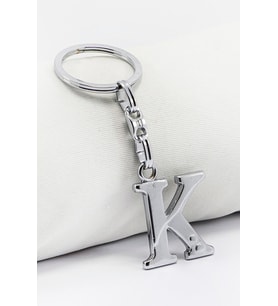 Gümüş Renkli Metal K Harfi Anahtarlık / Harfli Çanta Süsü (Standart)